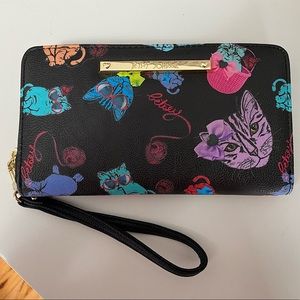 Betsey Johnson neon cats wallet wristlet